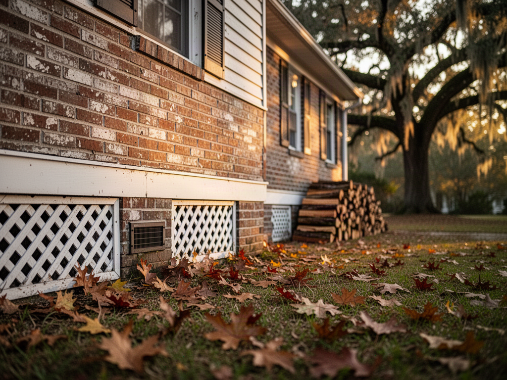 Fall rodent prevention at an Eastern North Carolina home foundation and crawl space vent